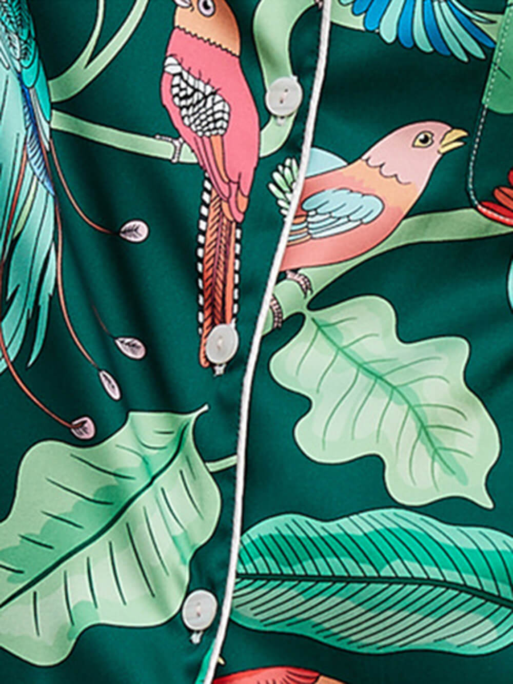 Σετ Πιτζάμες Green Parrot Print Silk