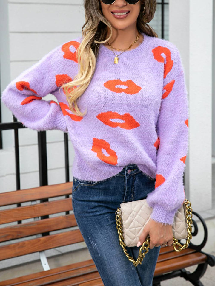 Maglione pullover girocollo Lips of Love