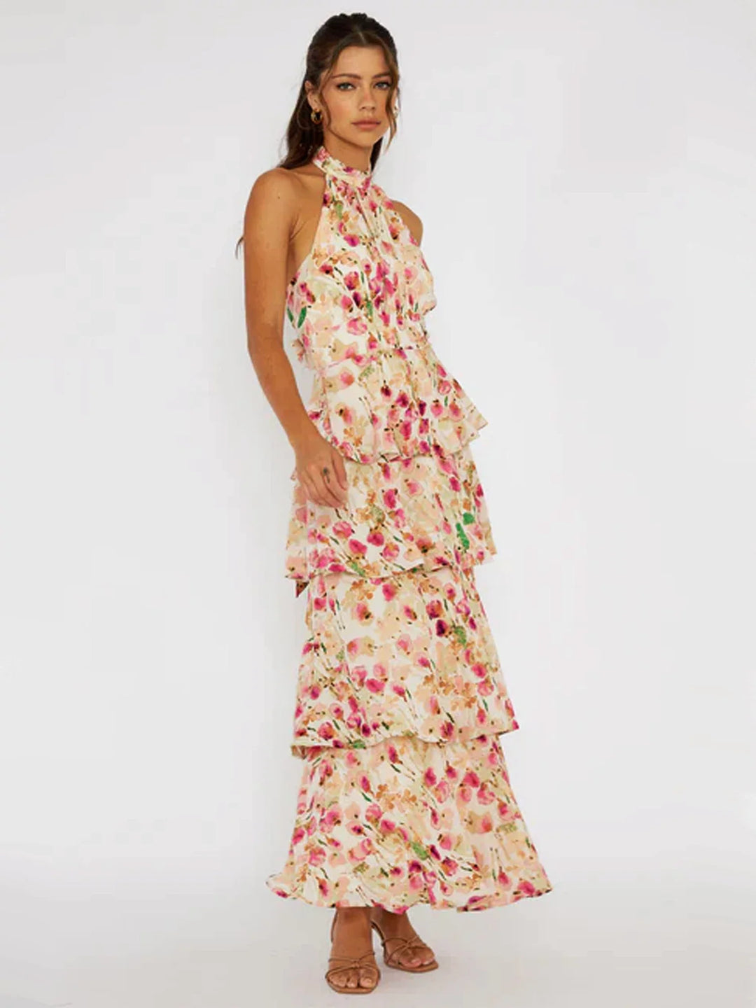 Maxi-jurk met halternek - Provence Bloom