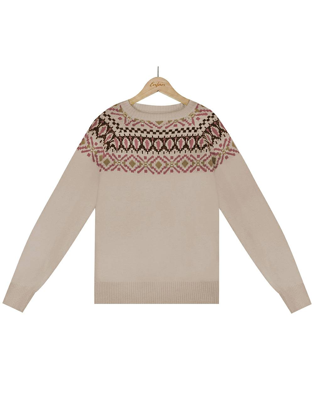 Πλεκτό πουλόβερ με κεντημένο Color Block