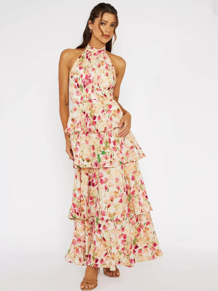 Maxi-jurk met halternek - Provence Bloom