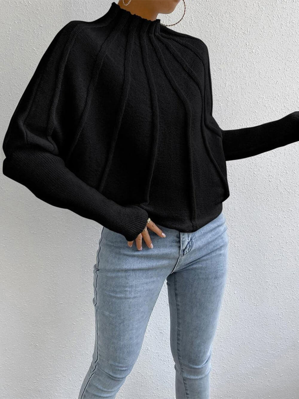 Einfacher Pullover mit Dolman-Ärmeln