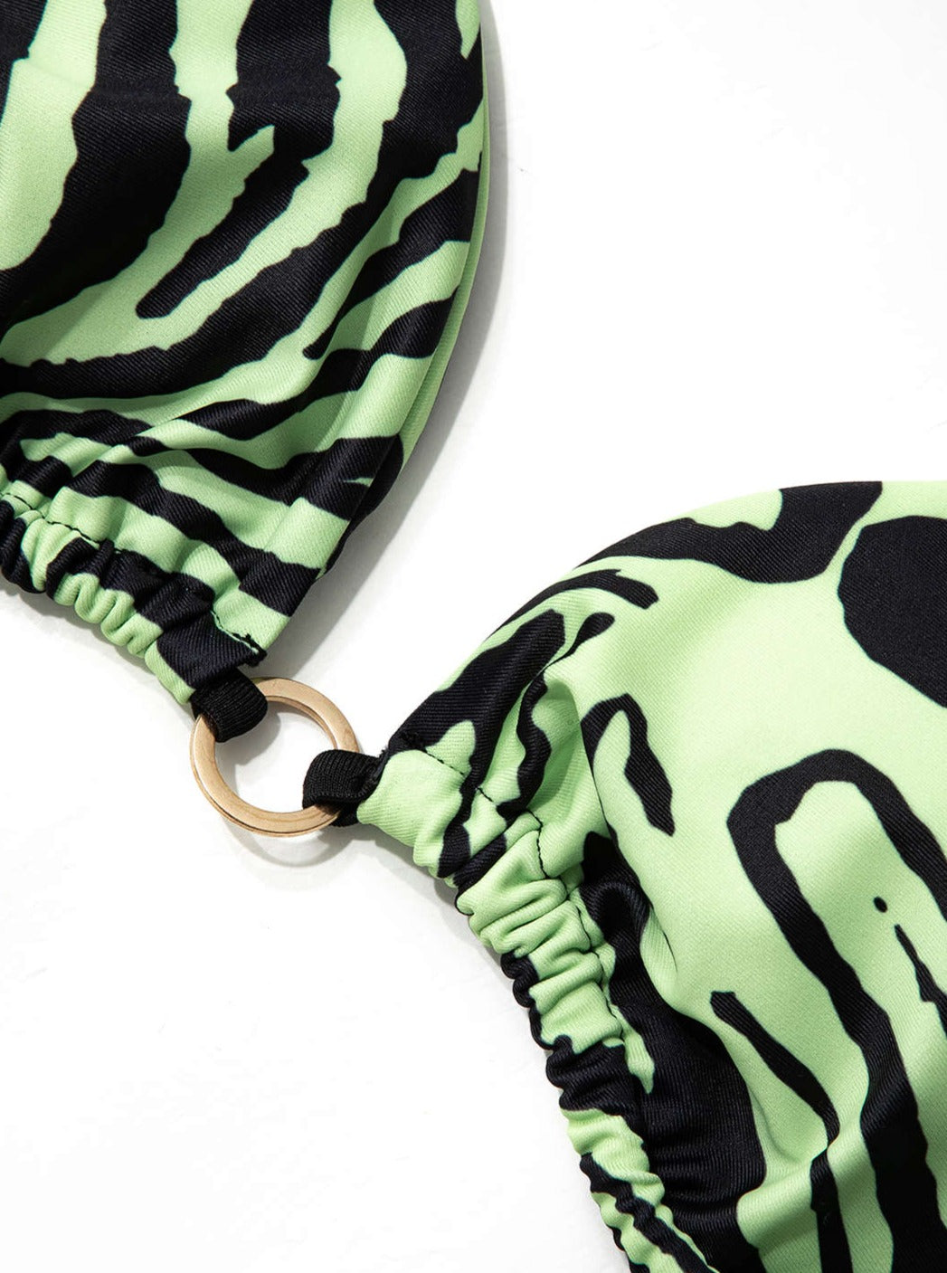 Zebra Desenli Boyundan Bağlamalı Bikini Takımı