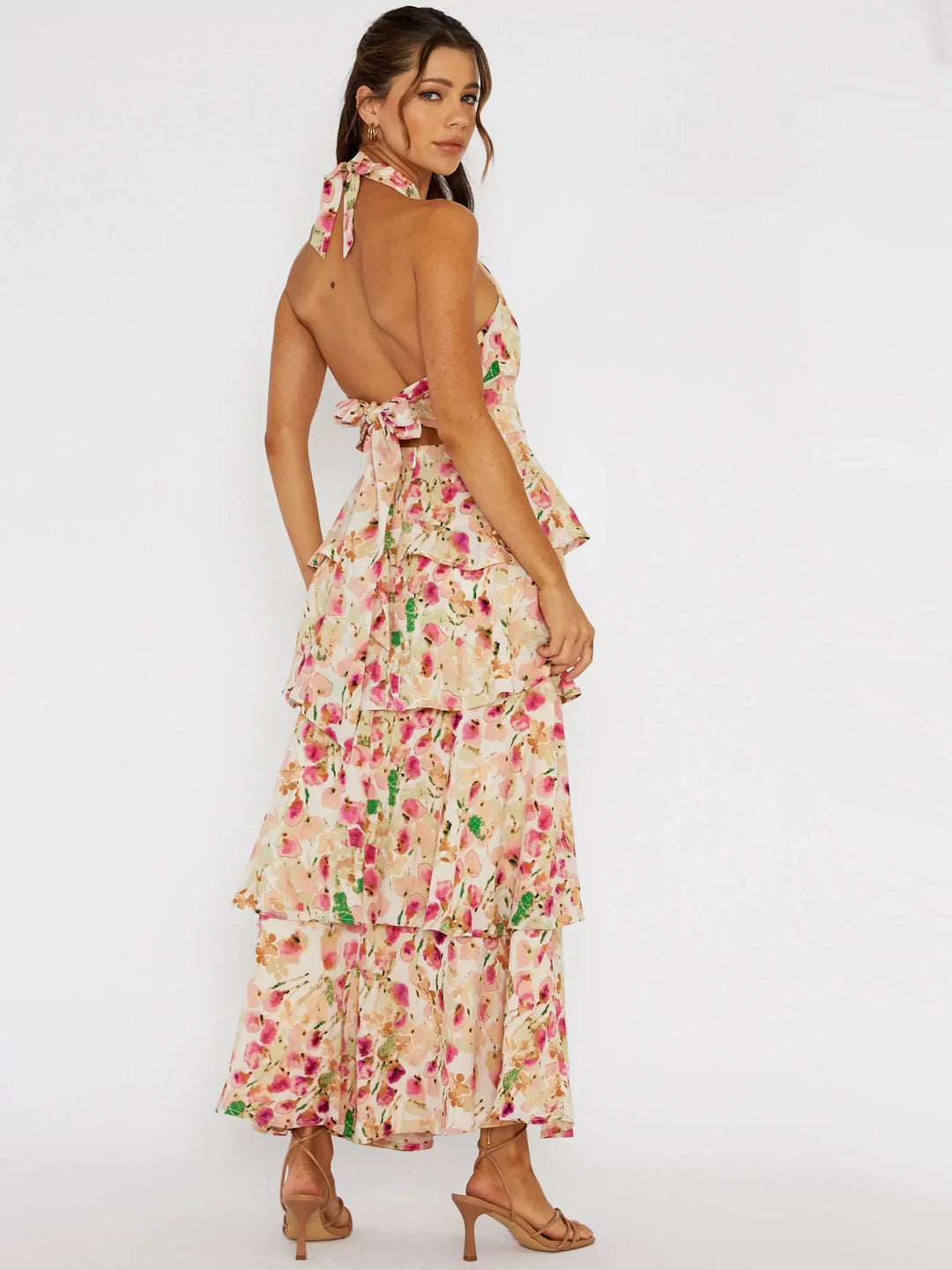 Maxi-jurk met halternek - Provence Bloom