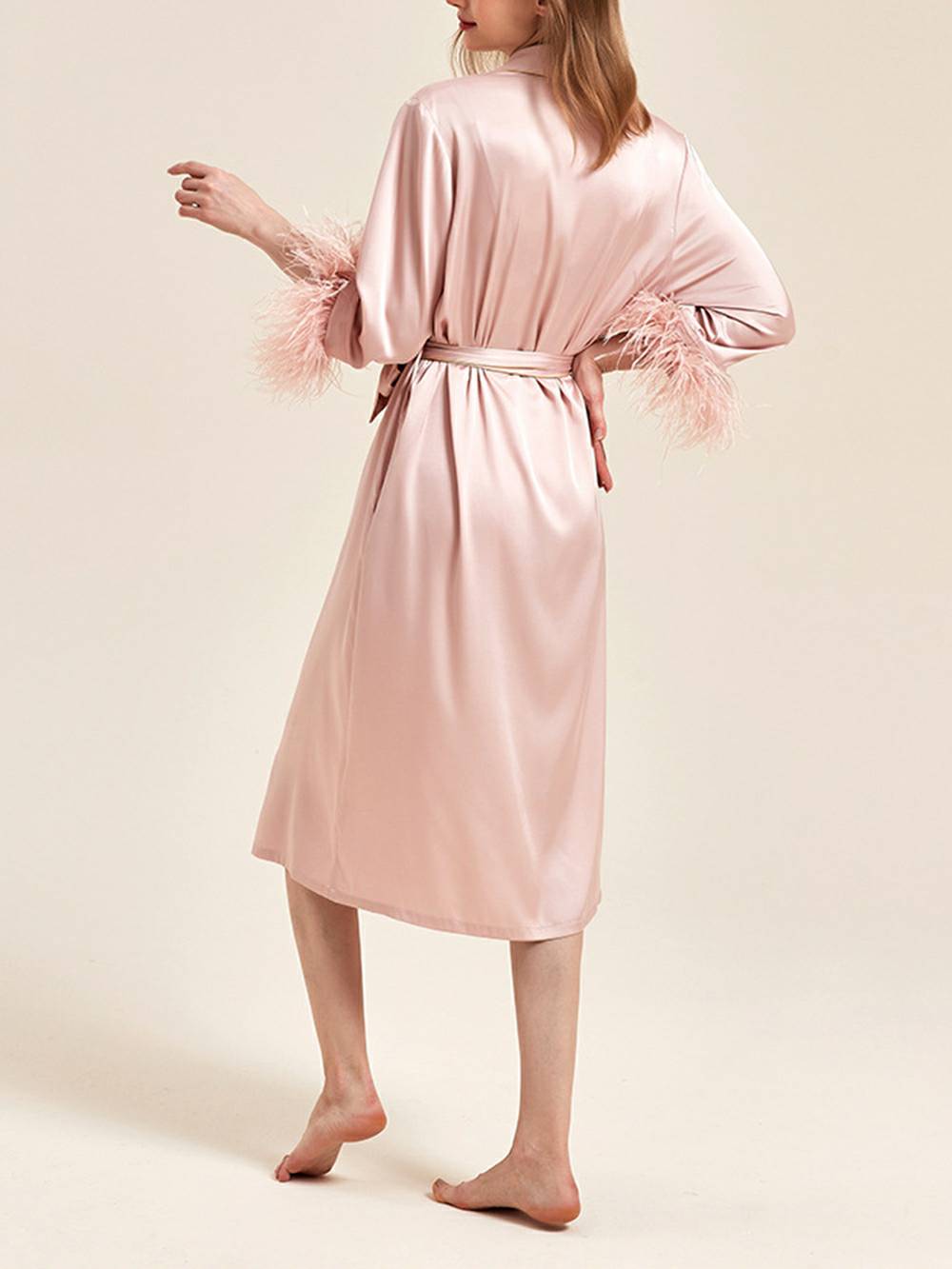 Pink Feather Bridal Robe