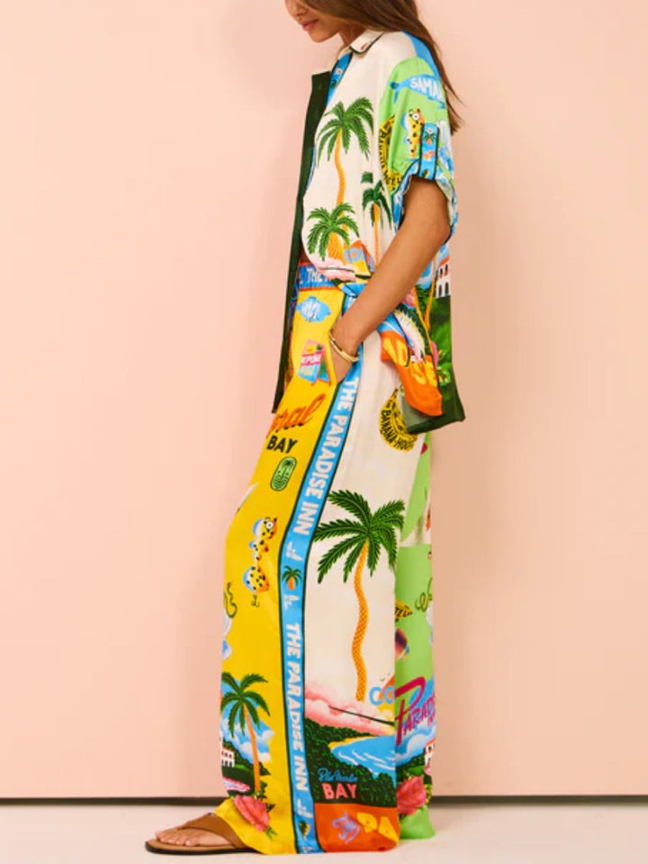 Sunny Beach Summer Style Printed Two Piece Set - Top