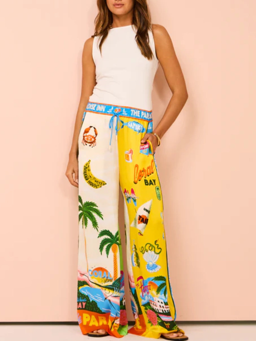 Sunny Beach nyári stílusú nyomtatott kétrészes szett - nadrág