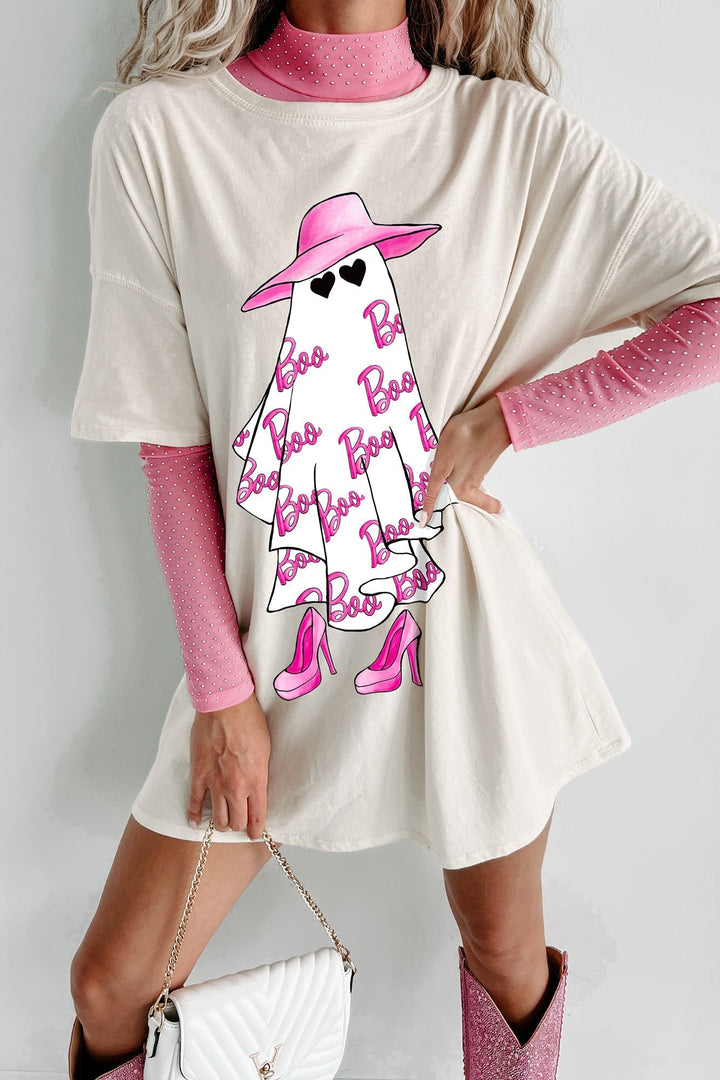 Girly Ghost Oversized grafisk t-shirtklänning (vanilj)