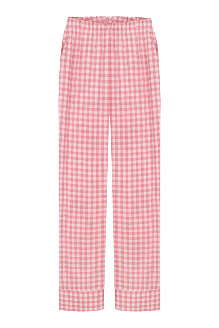 Rózsaszín kockás laza pizsama szett