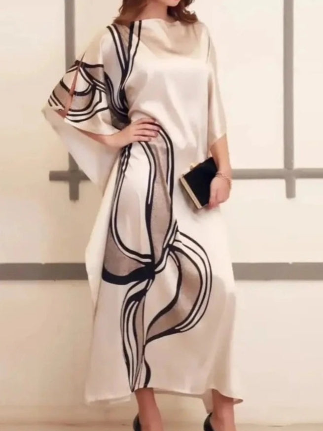 Elegance Swirl - Absztrakt művészet ihlette selyem kaftán
