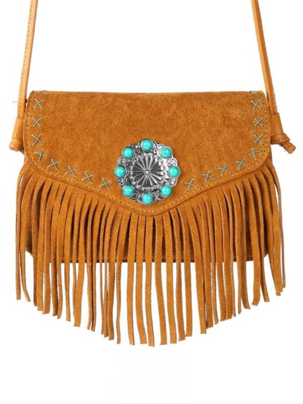 Turquoise Concho Magnéitescht Zoumaache Flap Leather Bag