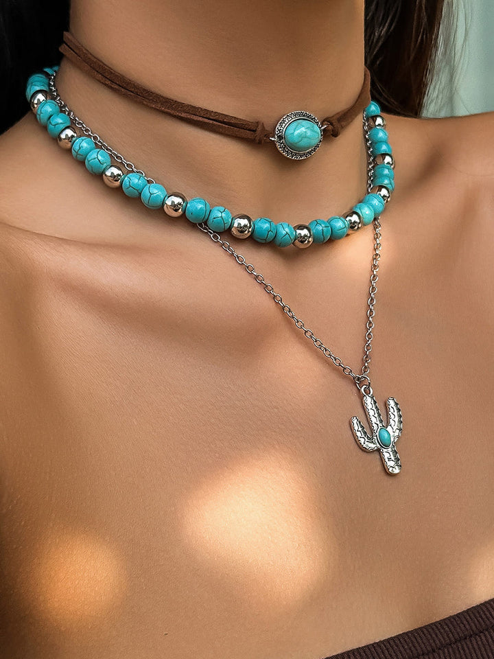 Collana con colletto di cactus turchese