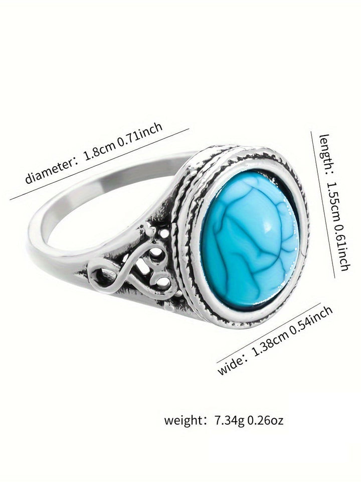 Inel din argint sterling cu piatră albastră rafinată