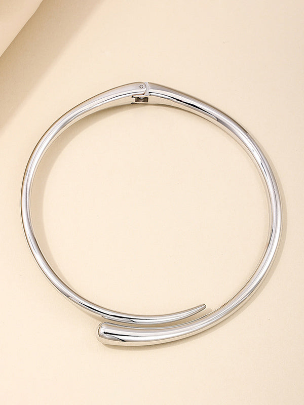 Fasjonabel enkel metall geometrisk ring glanset krage