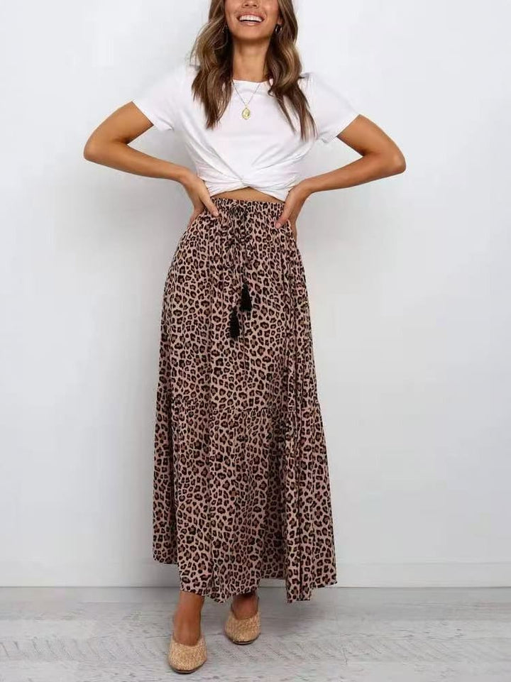 Brune maxi-nederdele med leopardprint