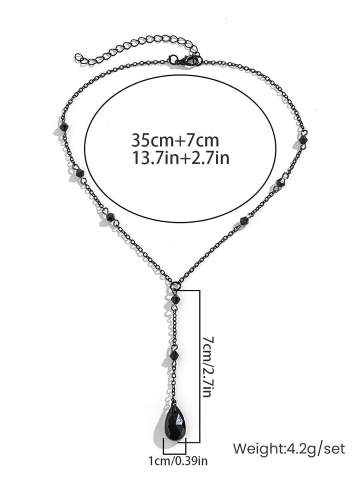 Gótikus fekete Teardrop Crystal mellkasi lánc nyaklánc