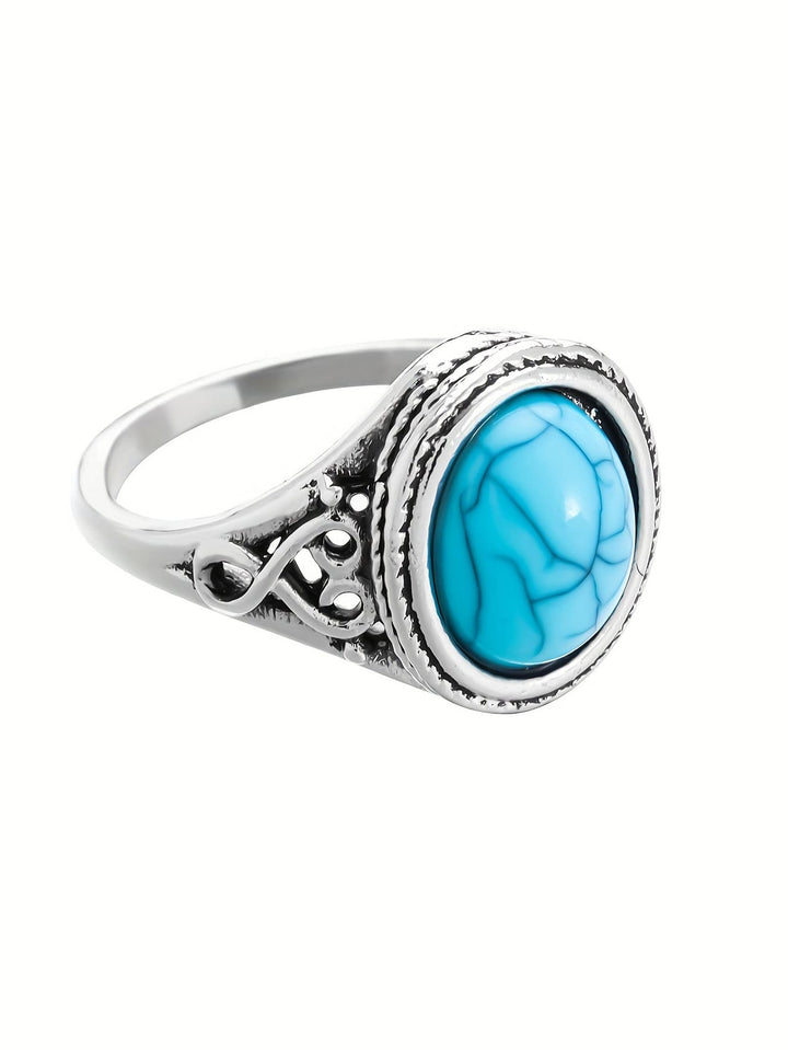 Anel de prata esterlina com pedra azul requintada