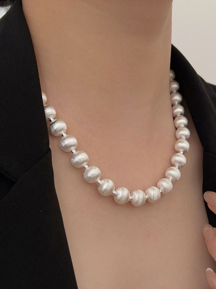 Heavy Brushed Ball Bead Necklace