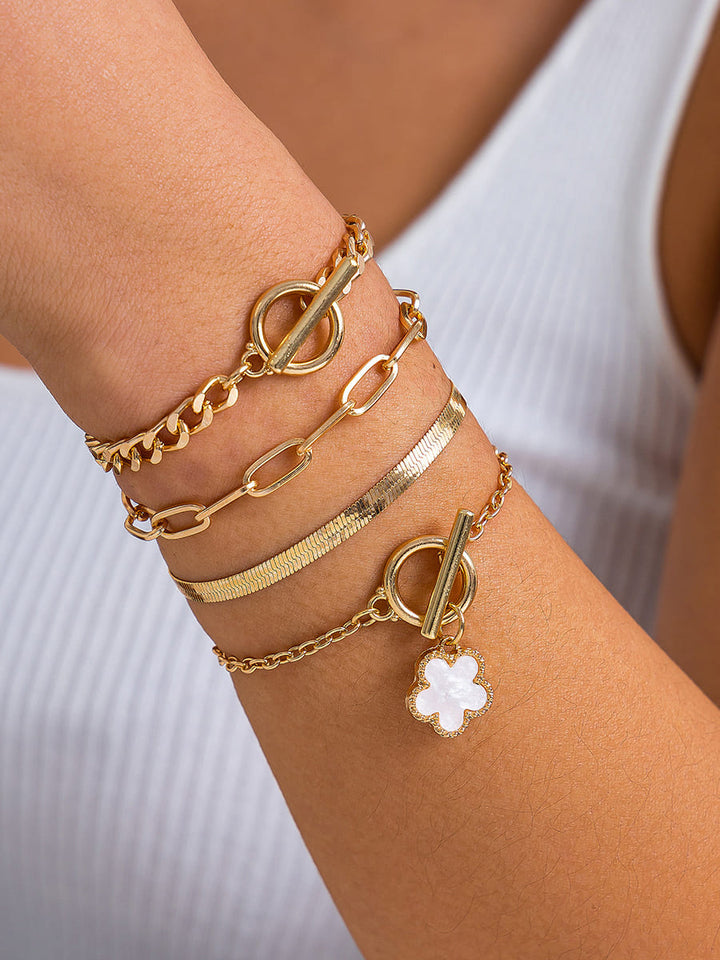 Schlaang Bone Kette Clover Bracelet Set