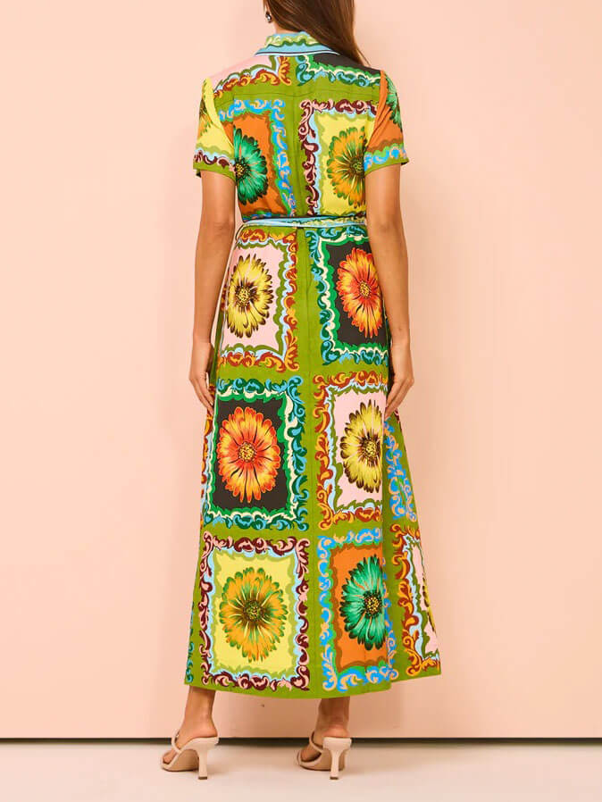 Special Sunflower Print Maxi Dress