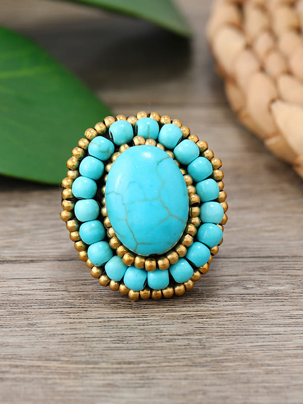 Bague Tissage Turquoise