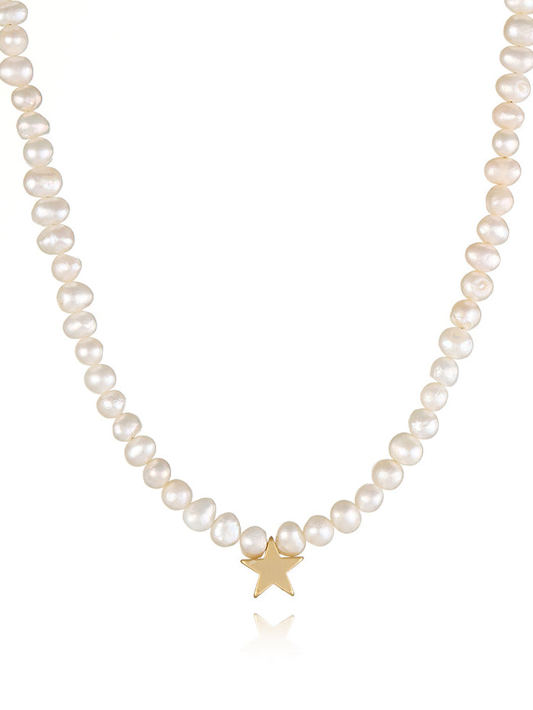 Iwwergréisst Pearl Star Halskette