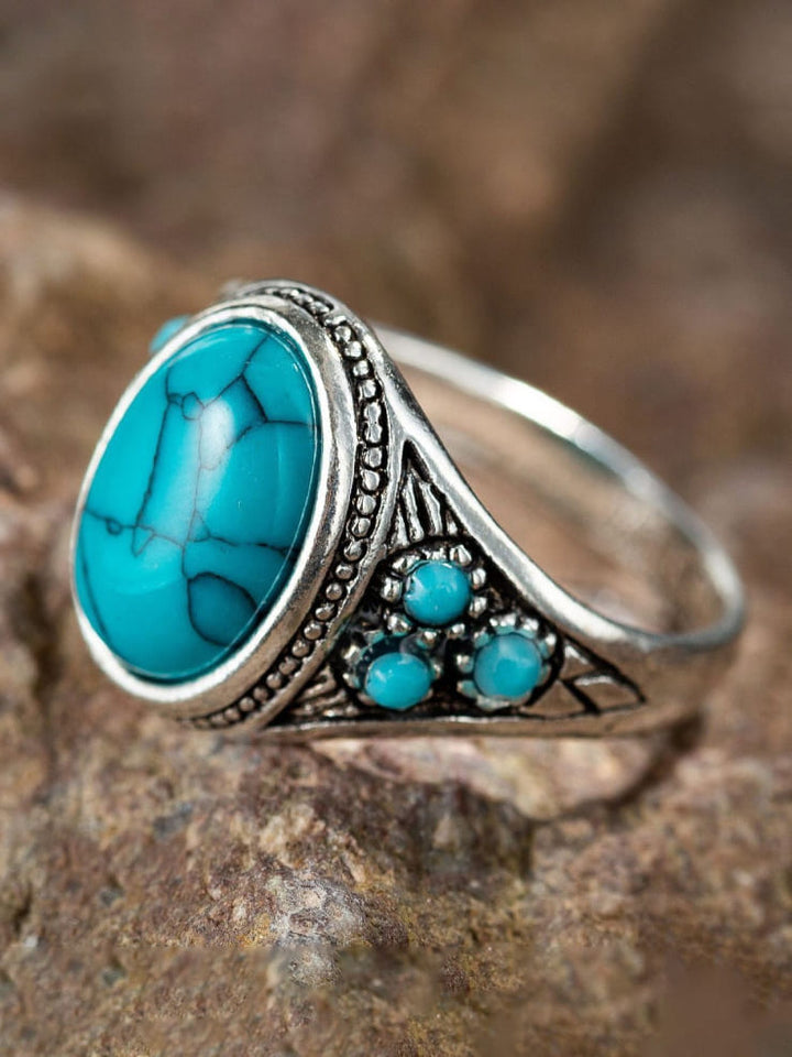 Inel din argint sterling cu piatră albastră rafinată