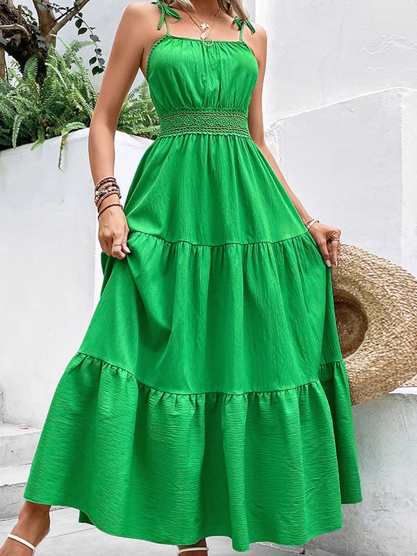 Casual jurk met effen kleur en holle taille