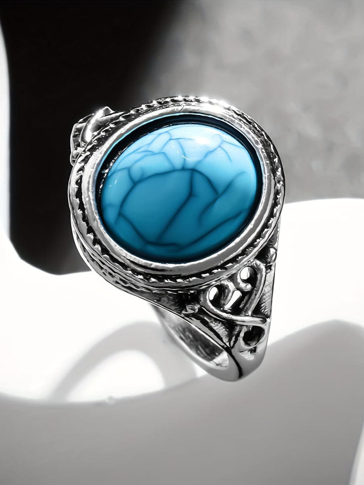 Sterling Silver Ring with Exquisite Blue Stone