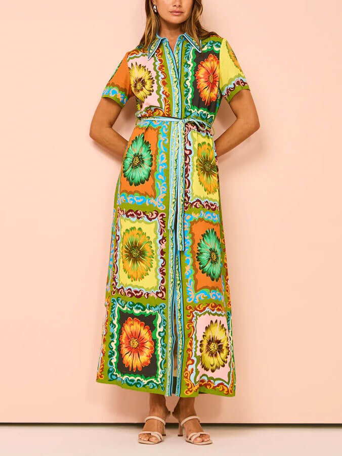 Special Sunflower Print Maxi Dress