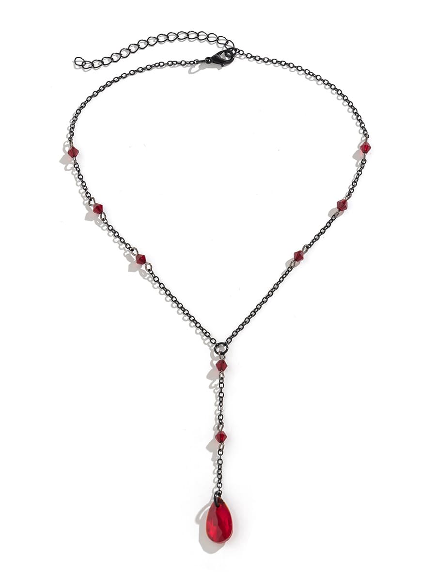 Gothic-Halskette mit schwarzer Tropfen-Kristall-Brustkette