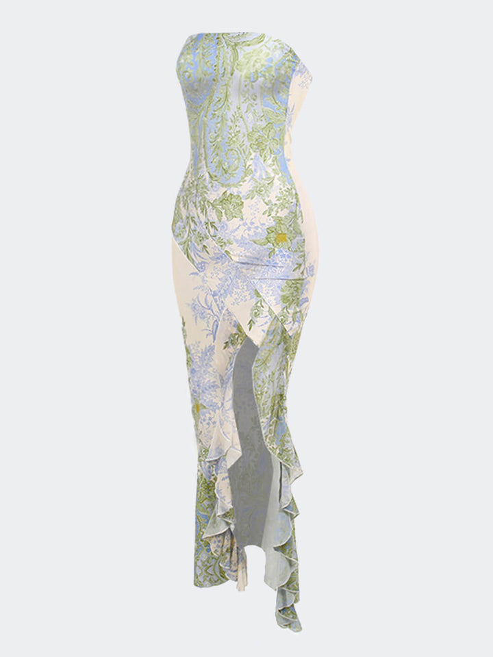 Bloemen sexy split maxi-jurk