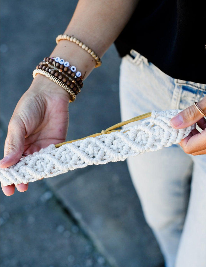 Handgemaakte elastische macrame hoofdband