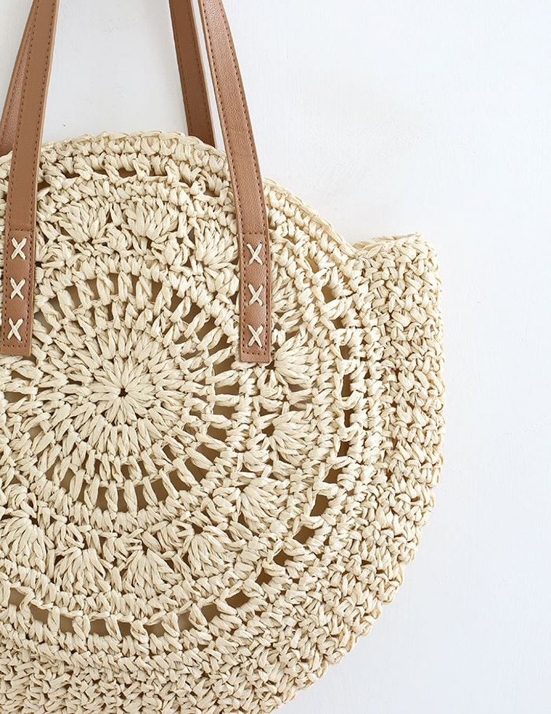 Sac fourre-tout rond en paille