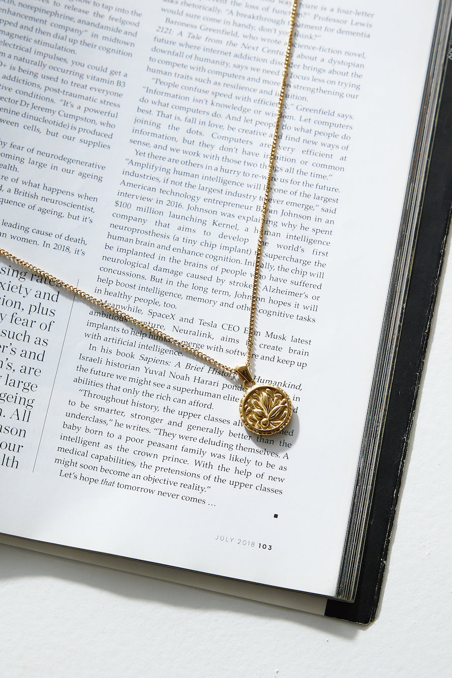 Královský kapradinový náhrdelník pozlacený 18K zlatem