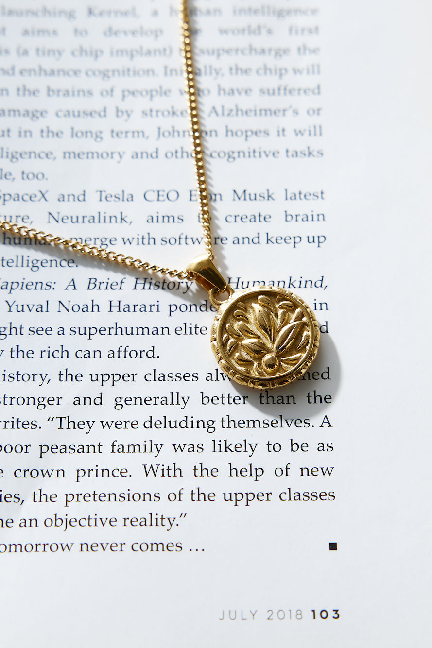 Královský kapradinový náhrdelník pozlacený 18K zlatem