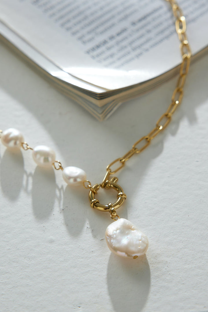 18k pozlacený zlatý náhrdelník z perel