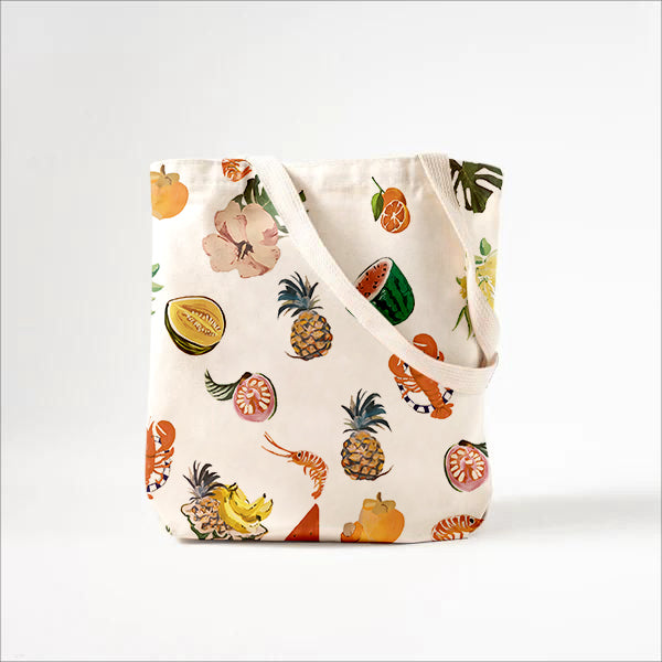 Bolsa de lona estampada con mundo de frutas exóticas