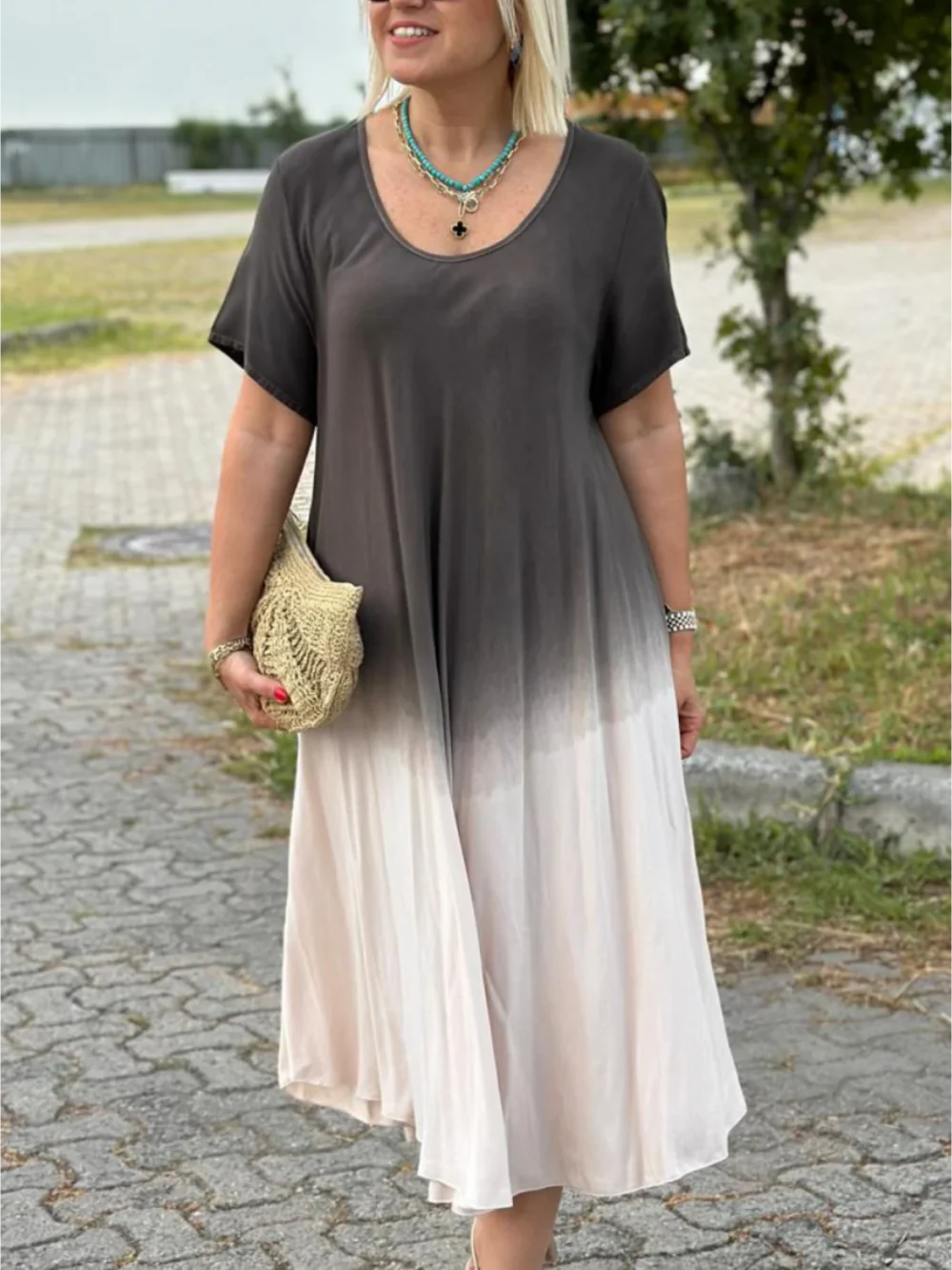 Batik Degrade Flare Elbise