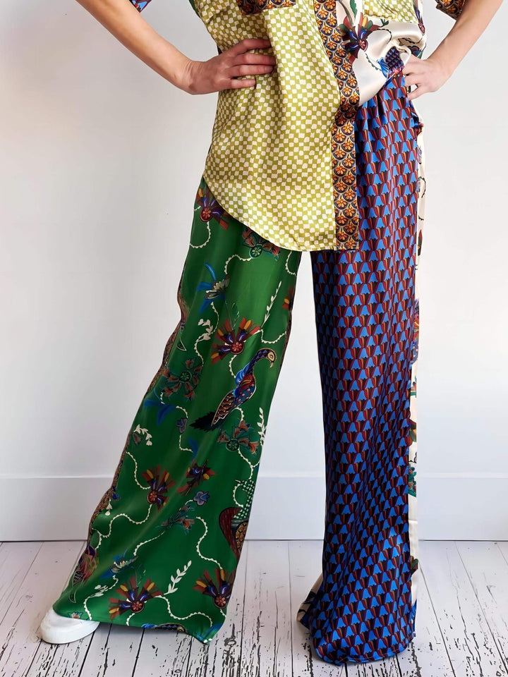 Set di pantaloni larghi stampati in stile folk speciale