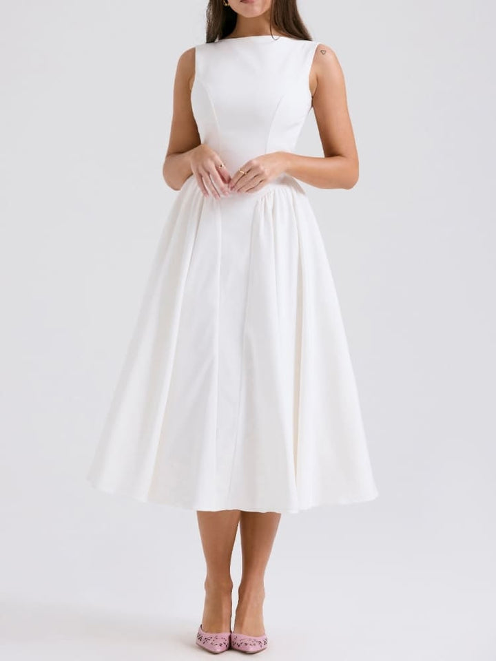 שמלת שמש לבנה טוויל מידי