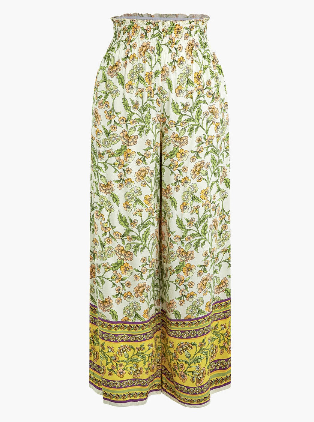 Pantalones anchos de cintura alta con estampado floral