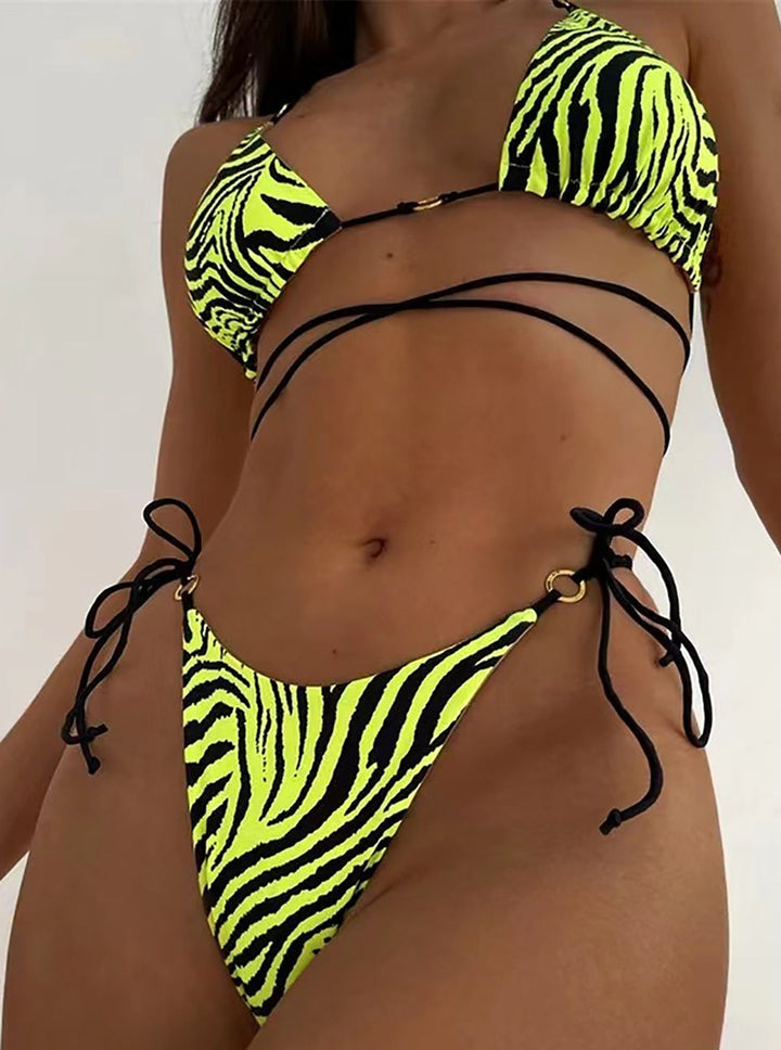 Zestaw bikini typu halter ze wzorem zebry