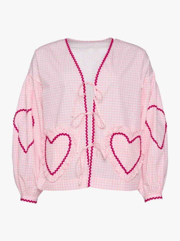 Top in cotone biologico - Quadretti rosa