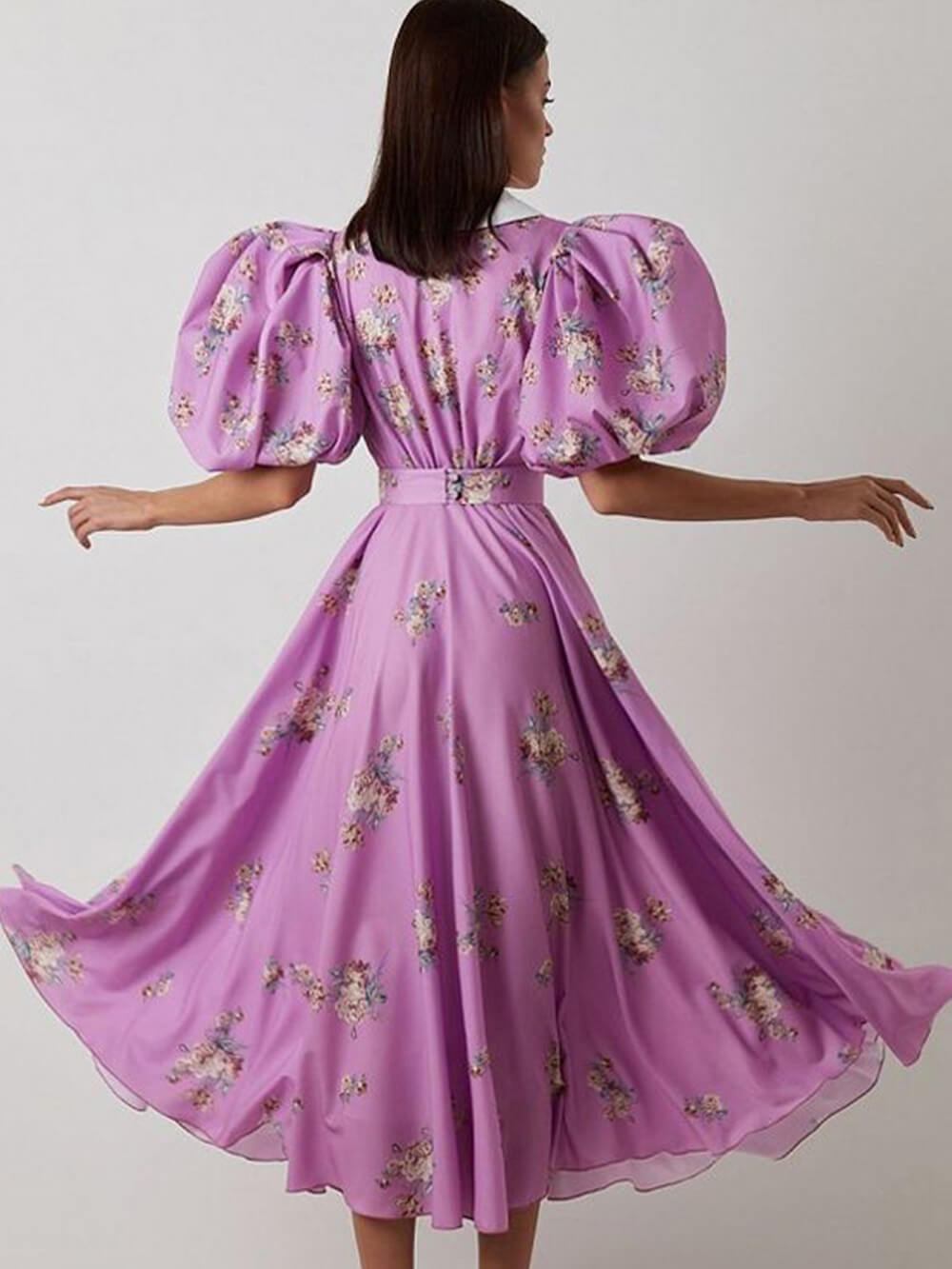 Robe midi française à col de poupée maxi