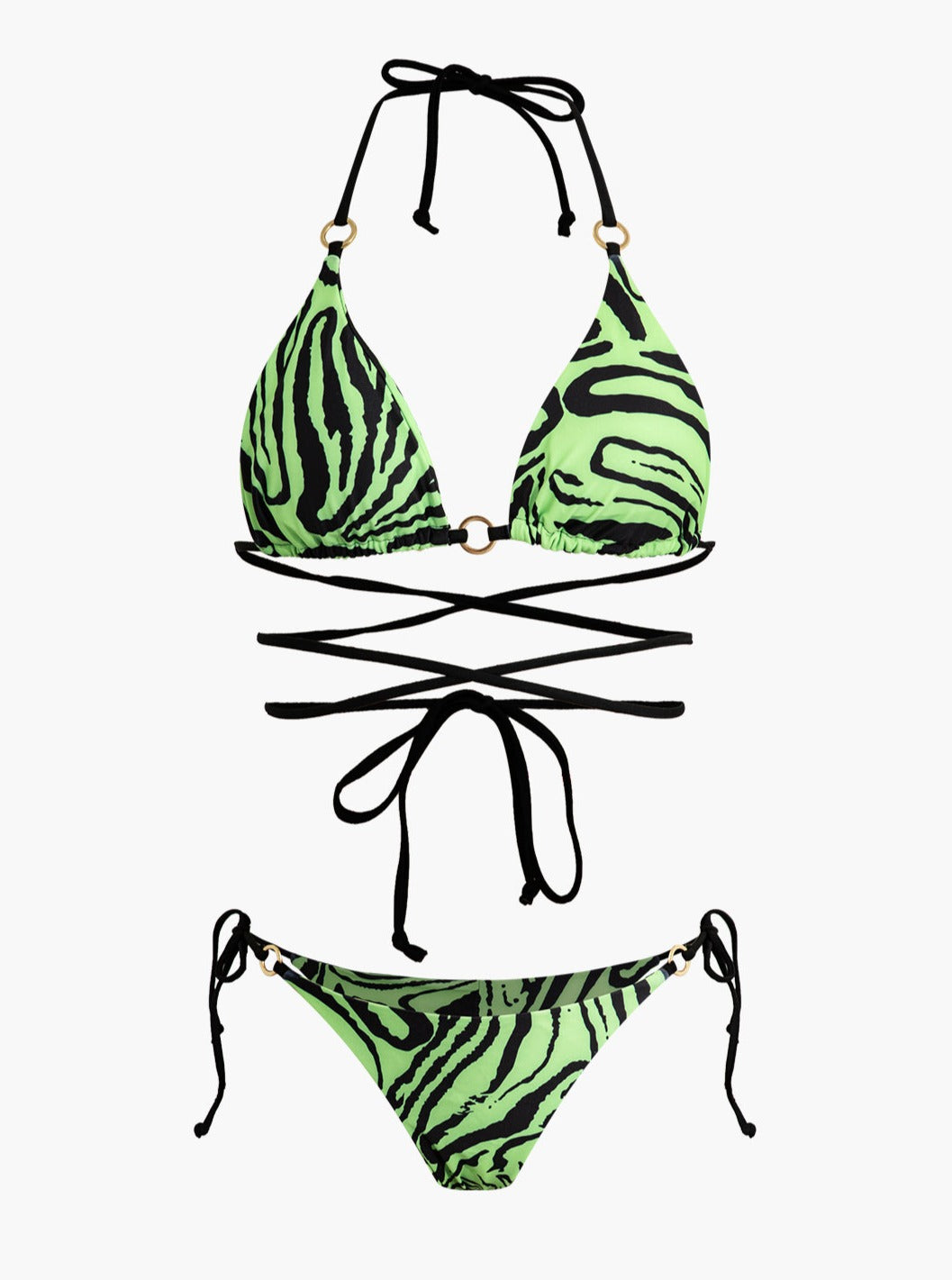 Zebra Print Halter Bikini Sæt