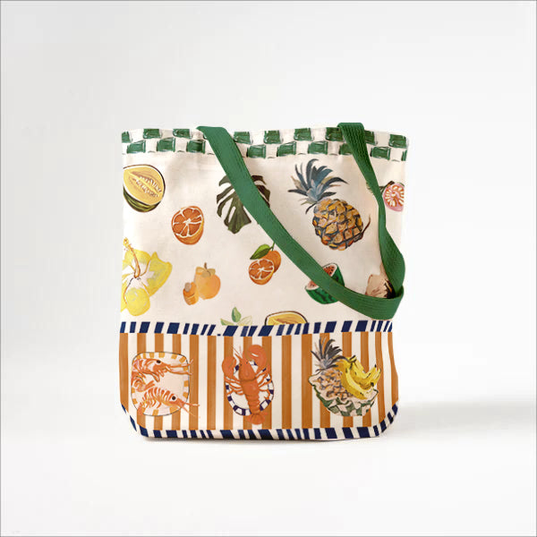 Bolsa de lona estampada con mundo de frutas exóticas