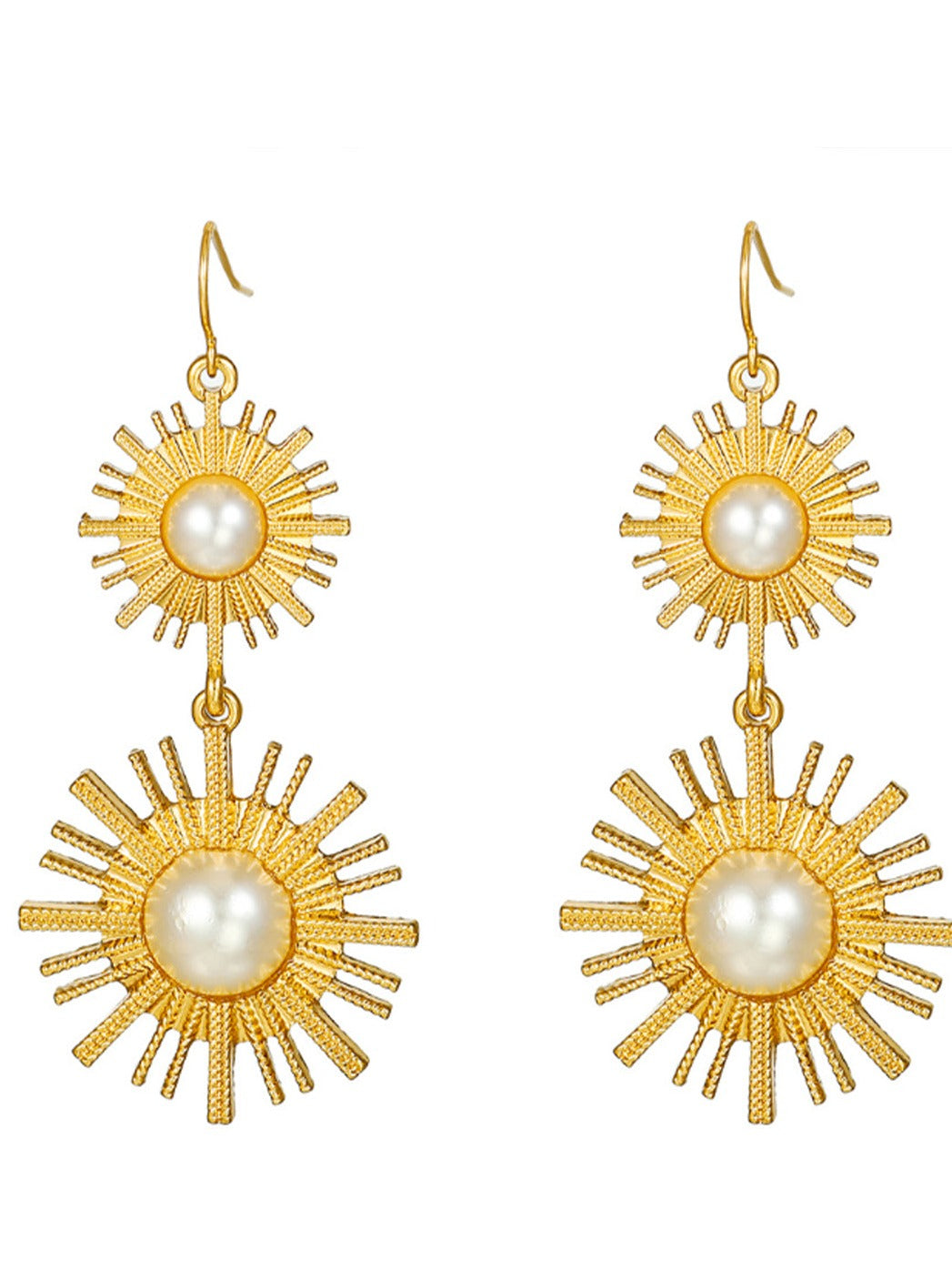 Boucles d'oreilles pendantes avec perles Sunburst