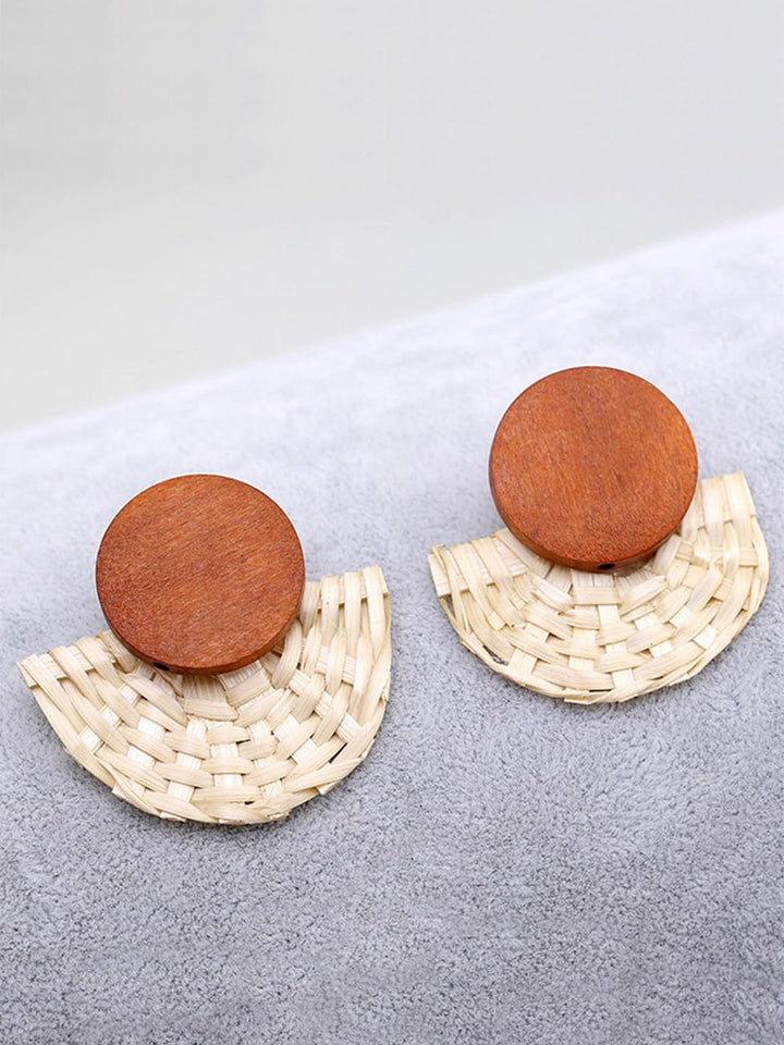 Wooden Vine Woven Fan-shaped Earrings