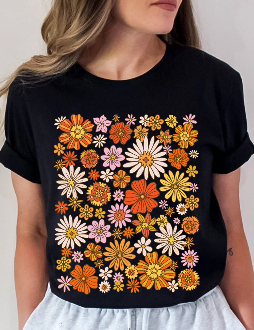 Retro Flower Basic Tee